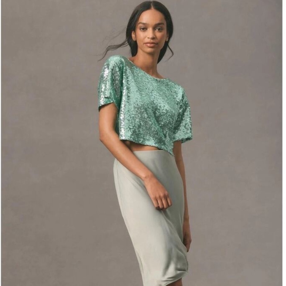 Mint Sequin Crop Top